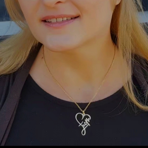 New stainless steel heart Faith necklace - Picture 2 of 3